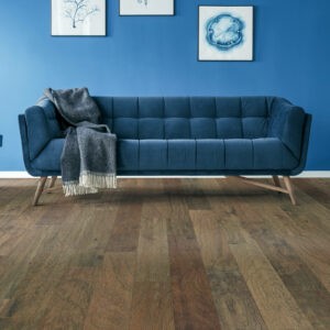 Blue couch on hardwood floor | Joseph's Flooring